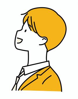 上を向く男子学生シンプル2 男子,男子高校生,高校生,中学生,学生,男性,ワイシャツ,ネクタイ,ブレザー,シンプルのイラスト素材