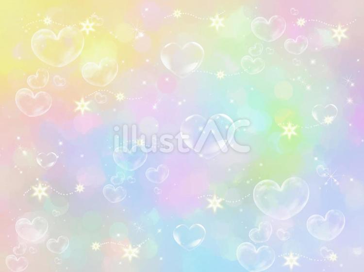 ハートがいっぱい　可愛い宇宙 ハート,泡,キラキラのイラスト素材