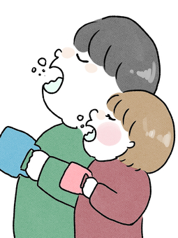 うがい うがい,親子,コップ,感染対策,健康管理のイラスト素材