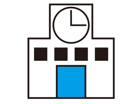 学校アイコン 学校,地図,アイコン,時計,校舎,建物,施設のイラスト素材