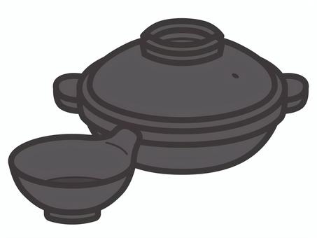 土鍋と呑水のセット02 土鍋,呑水,鍋,とんすい,和食器,取り皿,セット,アイコン,マーク,シンプルのイラスト素材