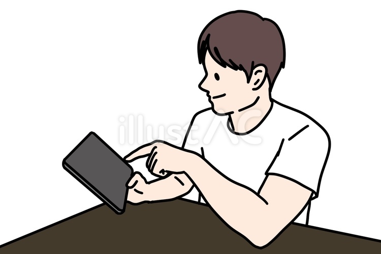 ダブレットを操作する男性 男性,タブレット,操作のイラスト素材