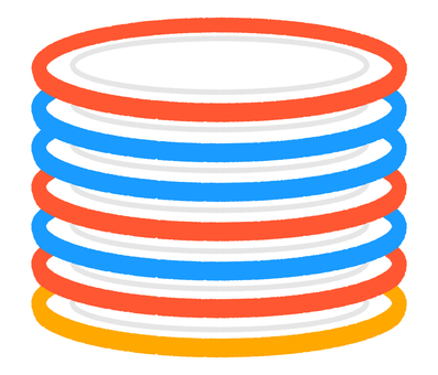 回転寿司のお皿 回転寿司のお皿 皿,回転寿司,カラフル,たくさん,重ねる,食事のイラスト素材