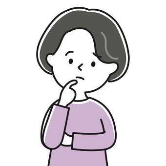 疑問 上半身 女性_顔白-影 GBW 女性,ミセス,疑問,考える,悩み,気になる,なんで,思考,考え中,選ぶのイラスト素材