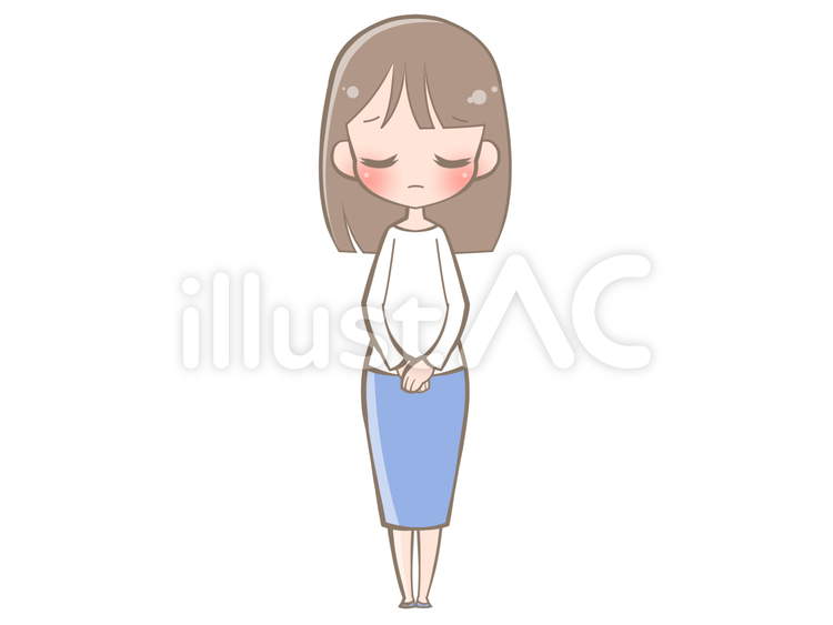 全身-手を組む女性-悲しい201005 女性,悲しい,謝るのイラスト素材
