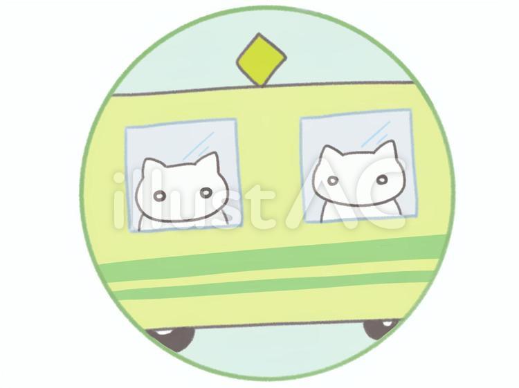 密室のイメージイラスト 電車,猫,通勤のイラスト素材