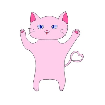 猫イラスト素材 ピンク,猫,かわいい,ハート,尻尾のイラスト素材