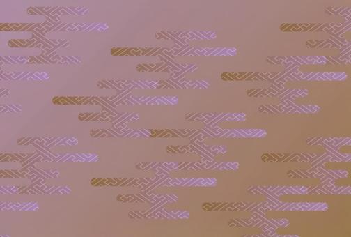 ハガキサイズの和柄かすみのピンクベージュ 背景,和風,和柄,かすみ,雲,ピンクベージュ,グラデーション,紗綾形,年賀状,日本のイラスト素材