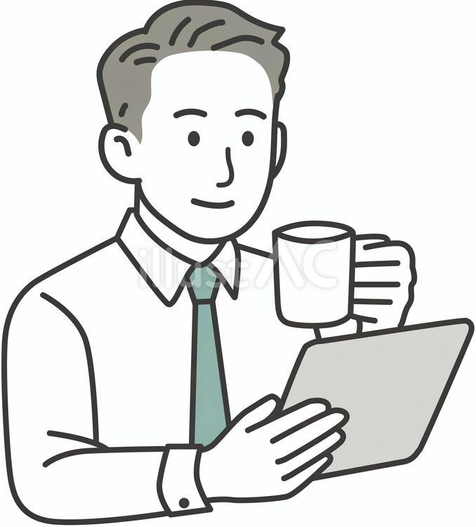 コーヒーを飲むビジネスマン 人物,男性,ビジネスマンのイラスト素材