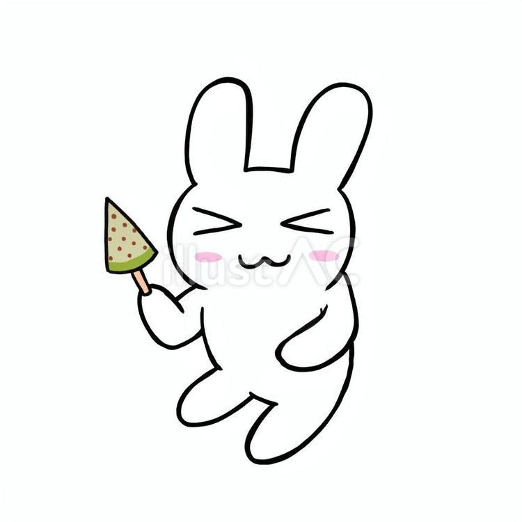 うさぎと青メロンアイス うさぎ,動物,アイスのイラスト素材