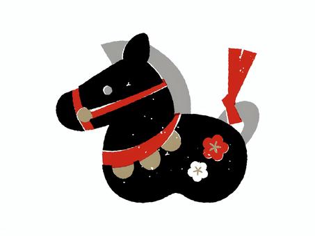 馬の干支飾り　午年　年賀素材 版画風 馬,午年,年賀状,年賀素材,版画,スタンプ,シルクスクリーン,置物,飾り,干支のイラスト素材