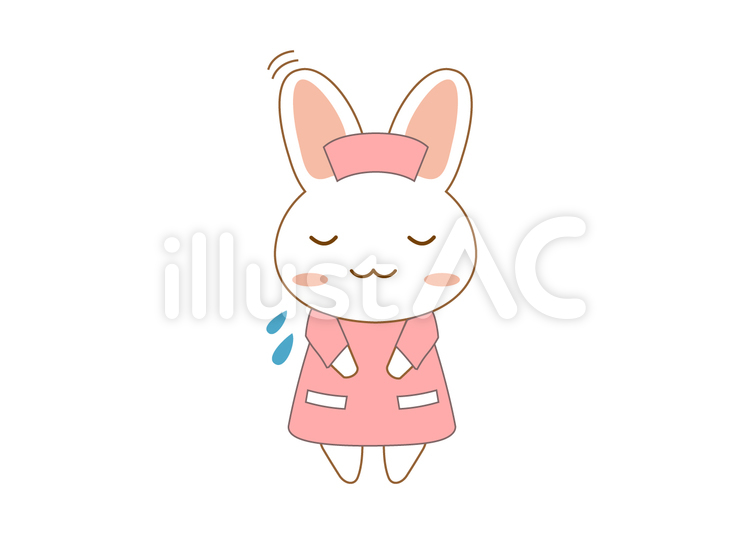 謝るうさぎの看護師さん うさぎ,謝る,謝罪のイラスト素材