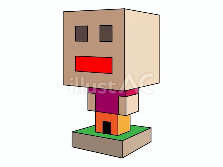 箱型人間の置物 箱型,人間,サンドボックスのイラスト素材