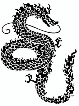 龍シルエット 龍,ドラゴン,辰年,四神,神獣,ファンタジー,神話,伝説,縁起,ご利益のイラスト素材