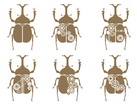 スチームパンクパーツ7　(かぶとむし) スチームパンク,かぶとむし,アンティーク,歯車,虫,時計,からくり,機械,ビス,ギアのイラスト素材