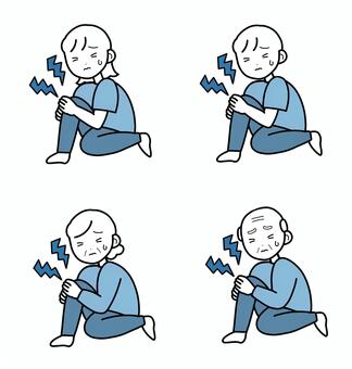 シンプル膝痛いセット（b） シンプル,人,男,女,痛い,痛む,痛み,おじいちゃん,おばあちゃん,おじさんのイラスト素材