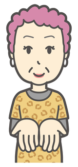  手を差し出してちょうだいするおばちゃん ちょうだい,おばちゃん,大阪,ヒョウ柄,おばはん,中年,女性,関西,派手,おばさんのイラスト素材