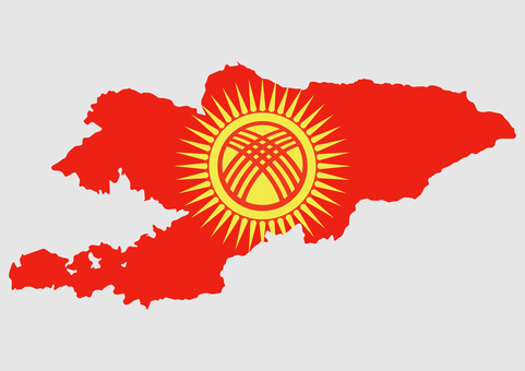 キルギスの地図（国旗柄） キルギス,地図,国旗,外国,海外,地理,土地,国土,地形,世界のイラスト素材