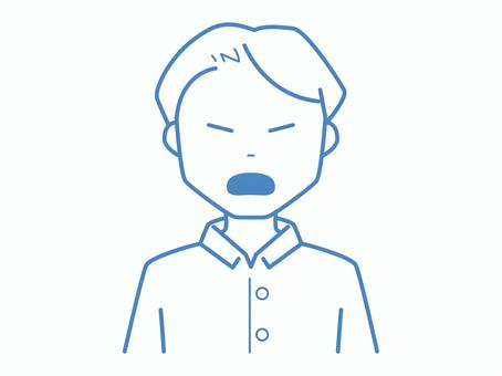 怒る男性　バストアップ 男性,怒る,怒り,不機嫌,人物,若い,バストアップ,正面,大人,一色のイラスト素材