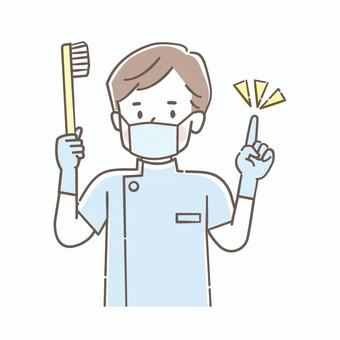 歯磨きの指導をする男性の歯科医師 歯科,歯科医師,歯ブラシ,治療,歯磨き,医療,可愛い,クリニック,歯科検診,マスクのイラスト素材