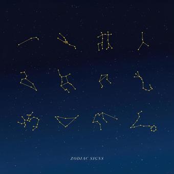 12星座のイラストアイコンセット 星座,12星座,星,星座占い,星空,夜空,牡羊座,おひつじ座,牡牛座,おうし座のイラスト素材