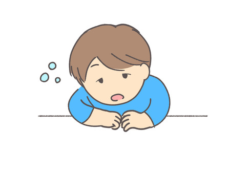居眠りをしている男の子3 男の子,眠い,子ども,青,ゆるい,手描き,学校,うとうと,睡眠不足,授業のイラスト素材