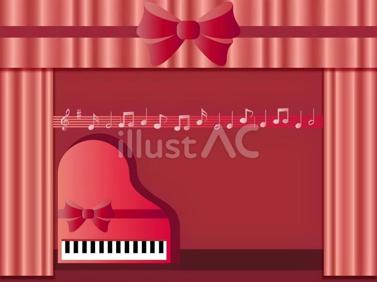 垂れ幕■ピアノと音符のフレーム・ピンク ピアノ,音符,垂れ幕のイラスト素材