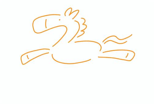 走る馬のシンプルなイラスト　正月素材 馬,走る,手描き,シンプル,かわいい,挿絵,ウマ,うま,手書き,駆けるのイラスト素材