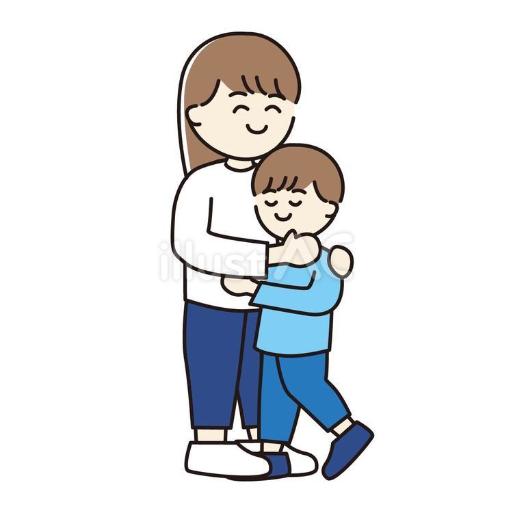 抱きしめる、抱きあう、親子 人物,親子,抱きしめるのイラスト素材