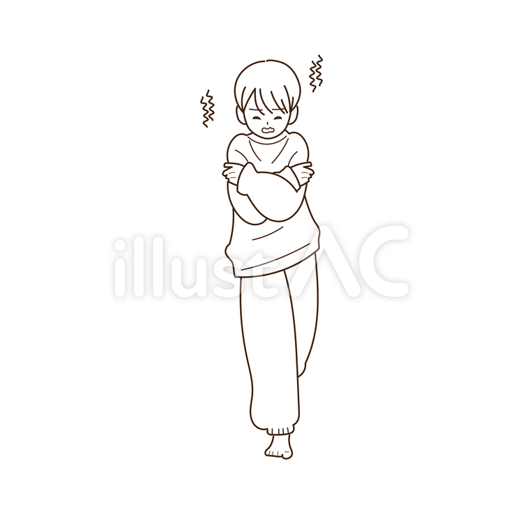 寒い　スウェット　女性　線画 寒い,女性,スウェットのイラスト素材