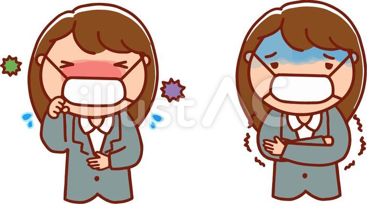 熱と寒気OL 熱,咳,寒気のイラスト素材