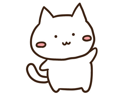 片手をあげて挨拶するかわいい白ねこ 片手をあげて挨拶するかわいい白ねこ 挨拶,片手,手,あげる,右向き,動物,ねこ,よろしく,ハロー,こんにちはのイラスト素材