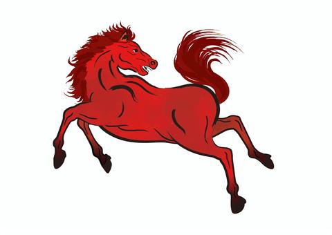 馬イラスト69 馬,赤馬,午,駿馬,裸馬,見返り,干支,十二支,動物,走るのイラスト素材