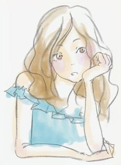 水彩女性-不思議 水彩女性-不思議 水彩,すいさい,女性のイラスト素材