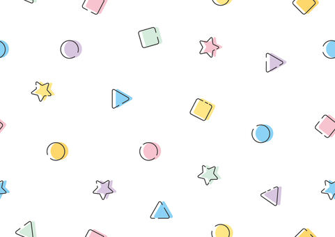 カラフルでポップな図形の背景素材 円,四角形,三角形,星,図形,ポップ,カラフル,シームレス,背景,透過のイラスト素材