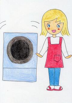 Washing machine, household chores, housewife, JPG