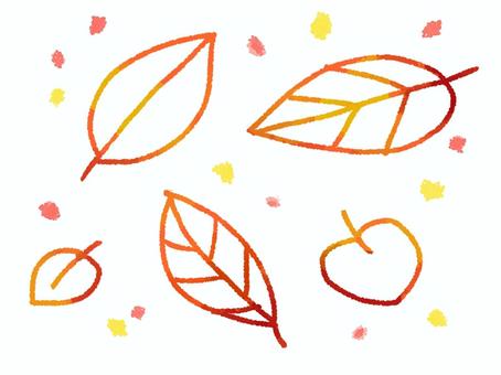 【水彩風手描き】秋の葉のあしらい