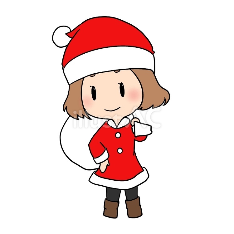 サンタ風の女の子② サンタ,クリスマス,赤のイラスト素材
