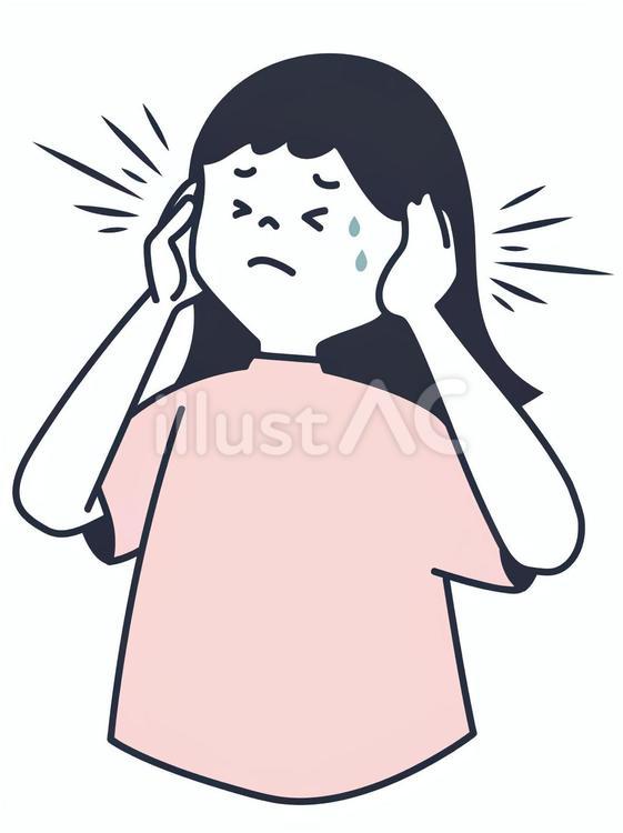 聴覚過敏で耳をふさぐ女の子 女の子,子供,聴覚過敏のイラスト素材