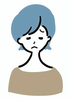 落ち込む女性 落ち込む,悲しい,しょんぼり,がっかり,意気消沈,女性,シンプル,ラフタッチ,手書き風,感情のイラスト素材