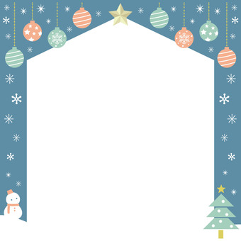 北欧風クリスマス/フレーム背景2（真四角 クリスマス,フレーム,背景,真四角,北欧風,オーナメント,スター,クリスマスツリー,雪だるま,雪のイラスト素材