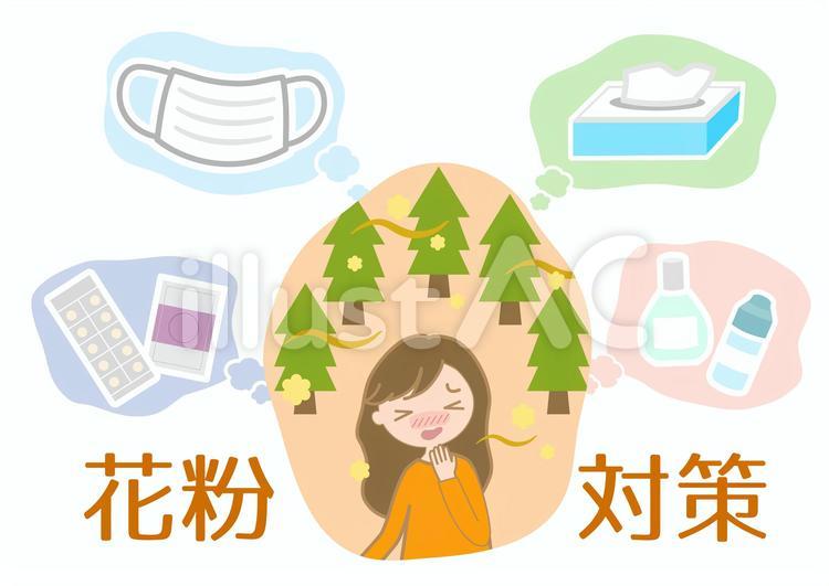 花粉症対策(文字あり) マスク,花粉症,鼻炎のイラスト素材