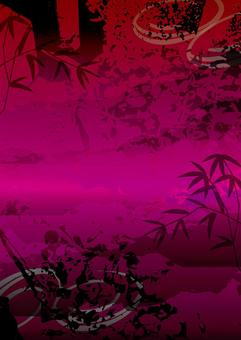 派手な和風な背景6 背景,和風,派手,赤,ピンク,笹のイラスト素材