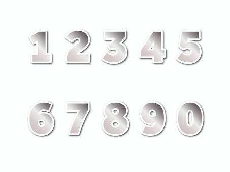 数字（白縁・影付）02-03 数字,ナンバー,番号,灰,縁,影,グラデーション,セット,アイコンのイラスト素材