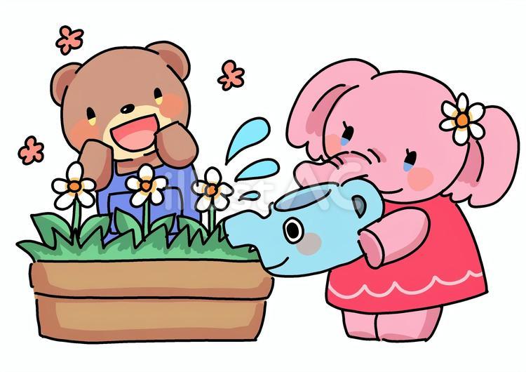 ゾウとクマのイラスト ゾウ,クマ,ぞうのイラスト素材