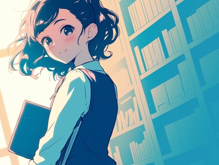 図書館の女子学生