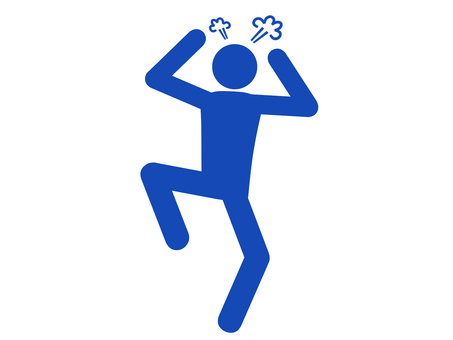 両手を振り上げ地団駄を踏んで怒る人（青） 人,人物,ピクトグラム,全身,地団駄,足踏み,駄々,怒る,怒り,立腹のイラスト素材