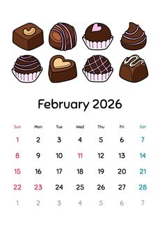 Illustration, calendar, 2026, february, 