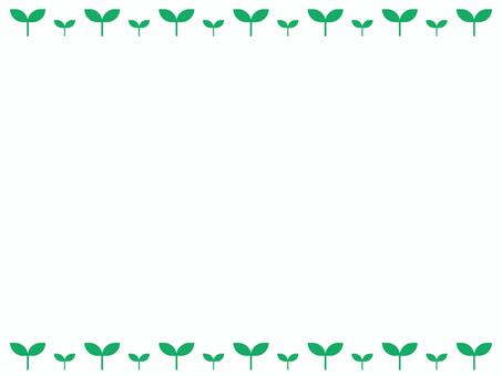 シンプルな双葉が並ぶフレーム 双葉,フレーム,芽,飾り枠,自然,植物,エコ,ガーデニング,枠,環境のイラスト素材