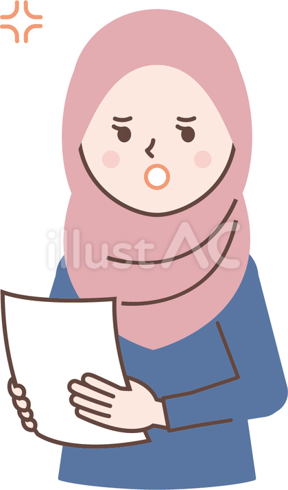 書類を持って怒り顔の外国人女性